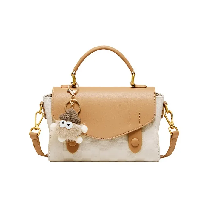 CNNCOO Cow Leather Shoulder Bag, Crossbody Bag, Handbag Regular Women's Ecru & Apricot-6