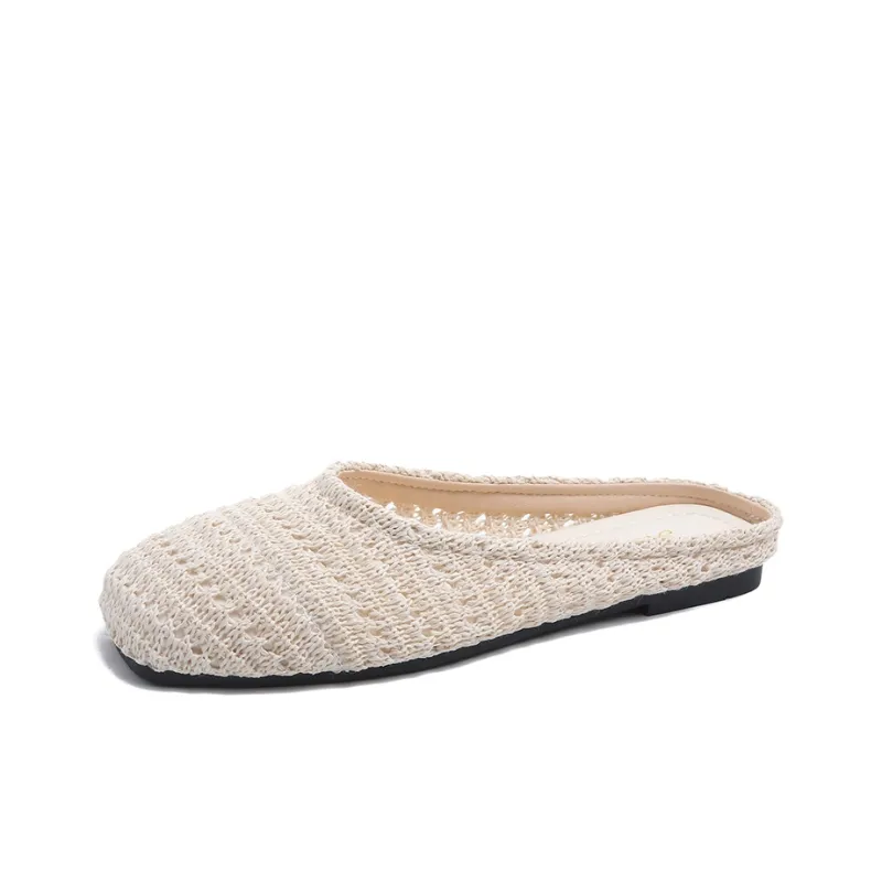 AJPAP Rubber Sole Woven Closed Toe Slippers Women's-5