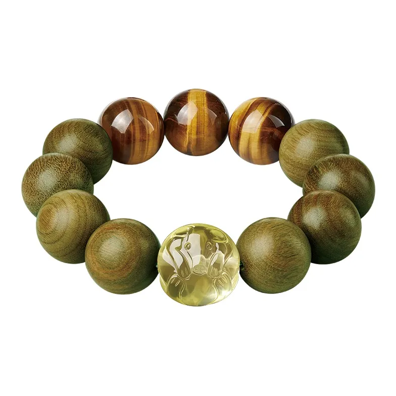Yi Mingju Green Sandalwood Bracelets Men's-0