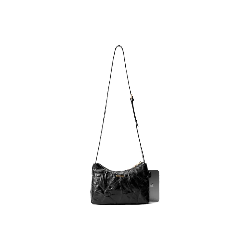 AQUASCUTUM Cow Leather Shoulder Bag Women's Black-2