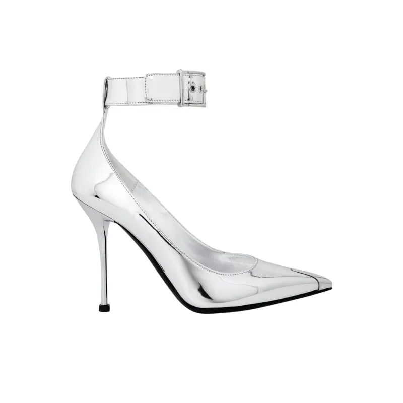 Alexander McQueen Slim Heel High Heels 10cm Women's Silver-1
