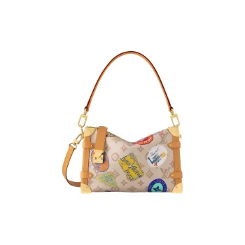 LOUIS VUITTON Trunk Cow Leather With Leather Soft Box Portable Crossbody Bag, Shoulder Bag Women's Beige
