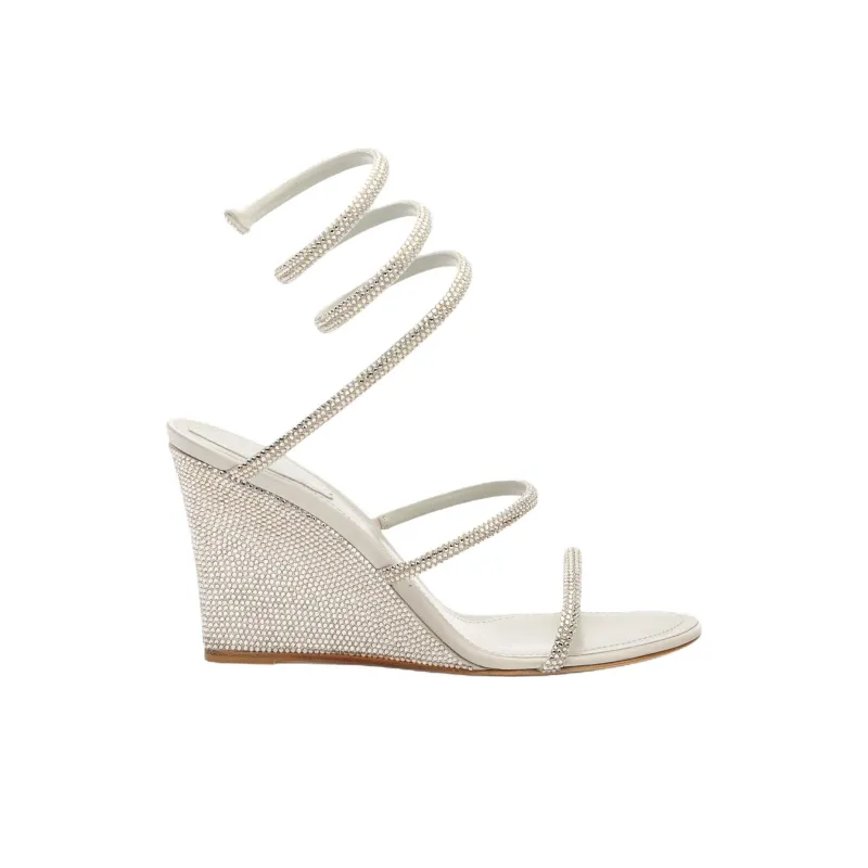 RENE CAOVILLA Cleo One Strap Sandals 8cm Women's Silver-1
