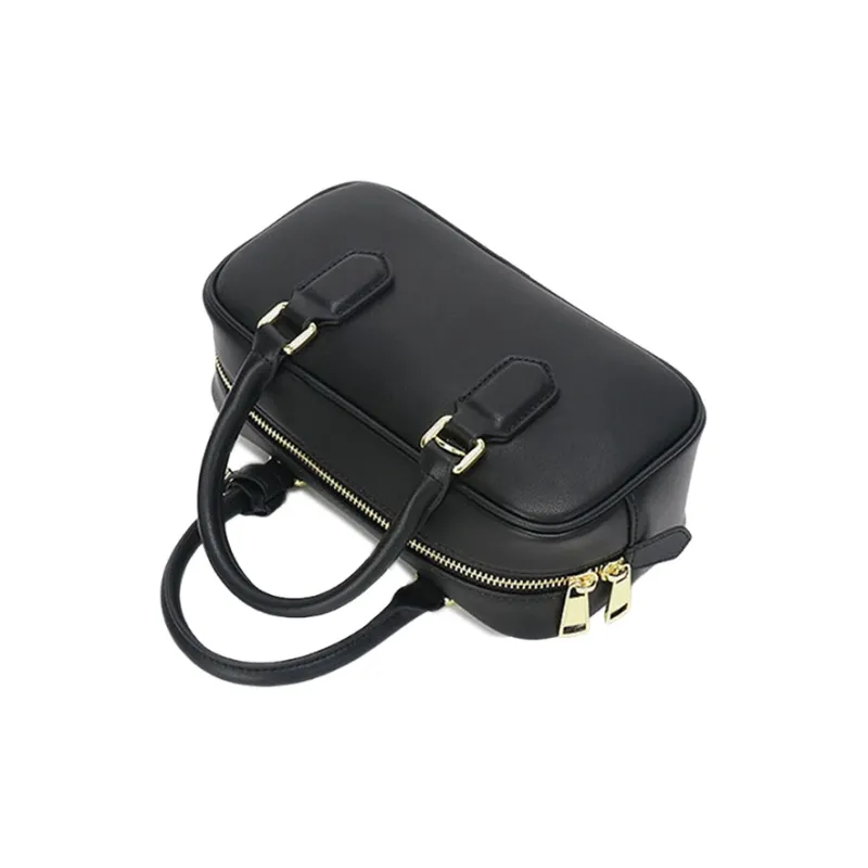 Yalu Cow Leather Shoulder Bag, Crossbody Bag, Handbag Women's Black/Coffee-3