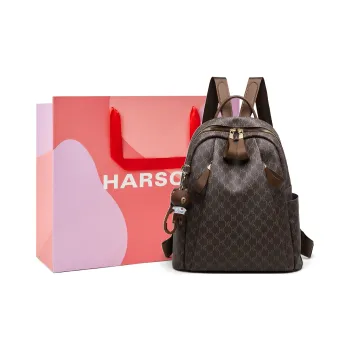 HARSON Synthetic Leather Backpack Handbag Women's Coffee