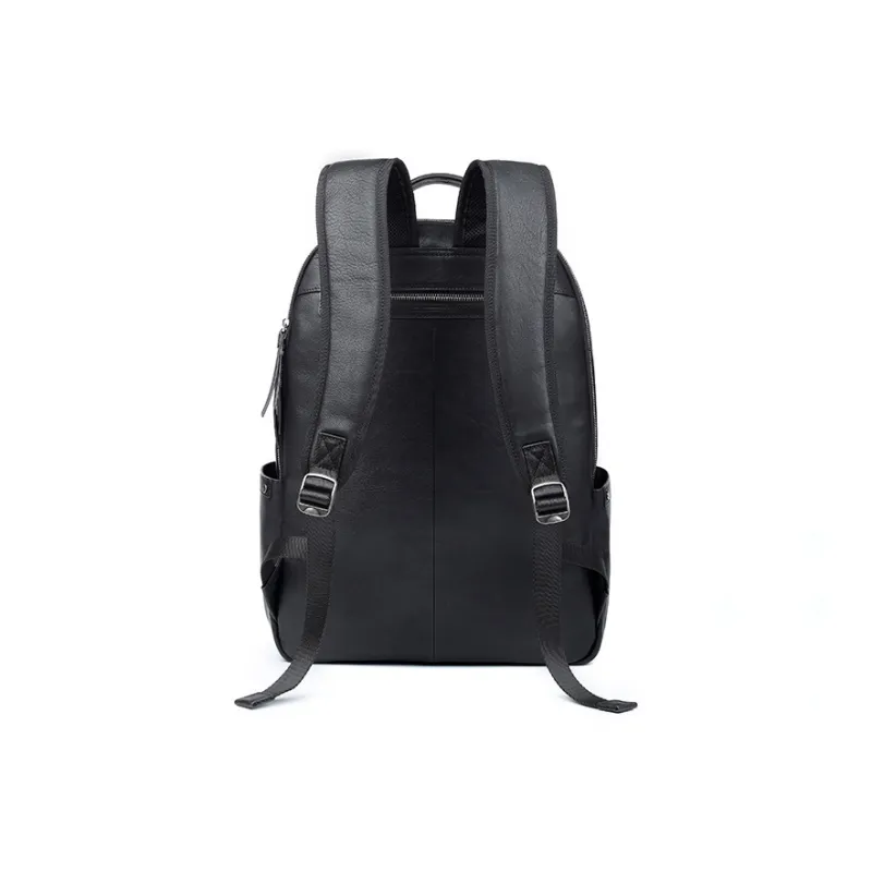 PESASRIE Top Grain Cow Leather Backpack Women's Black-2