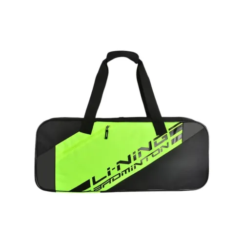 LiNing Badminton Racket Bags 6 Pcs Pack Fashion Sports Shoulder Bag Neon Green Black Unisex Front Storage Pocket