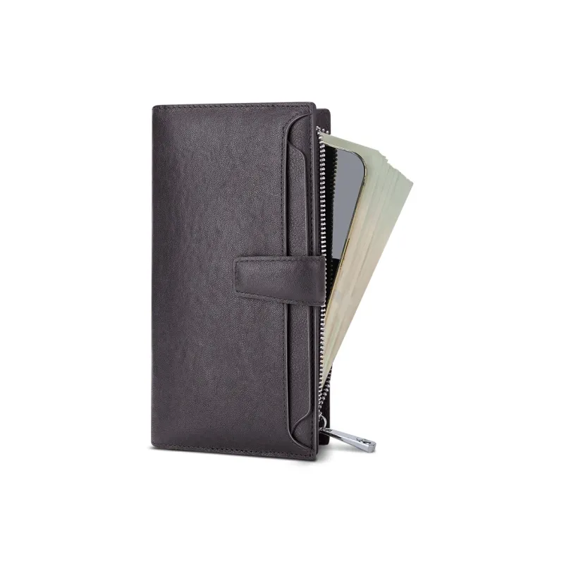WilliamPOLO Cow Leather Wallet Men's Black/Coffee-7