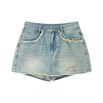 LEDIN Denim Shorts Women's Denim Light Blue