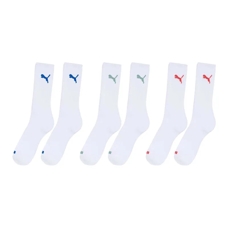 PUMA Half Terry Mid Calf Socks Men's 3 Pack White/Red-1