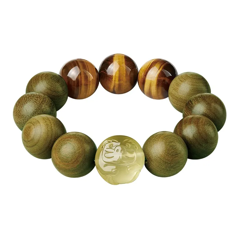 Yi Mingju Green Sandalwood Bracelets Men's-2
