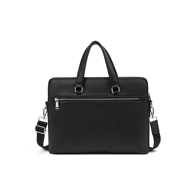 Old Man's Head Cow Leather Briefcase Men's Black-2