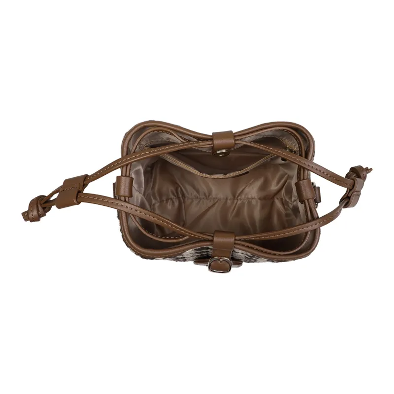 PT'SON Fabric Bucket Bag, Shoulder Bag, Crossbody Bag Regular Women's Brown-5