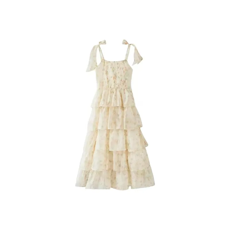 Mu Xiao Xin Slip Dresses Women's Apricot Blossom-1