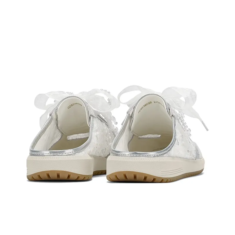 GG CC Abrasion Resistant Slip Resistant Breathable Closed Toe Slippers Women's Silver-3