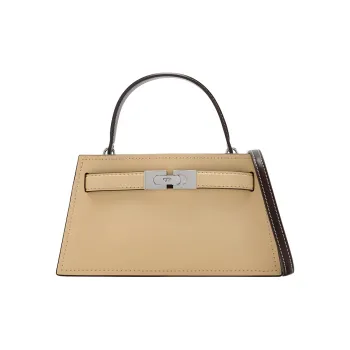 TORY BURCH Lee Radziwill Calfskin Shoulder Bag, Crossbody Bag, Handbag Trumpets Women's Yellow