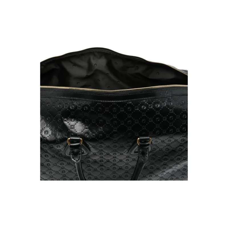 Marine Serre Cow Leather One Shoulder Handbag, Travel Bag Women's Black-2