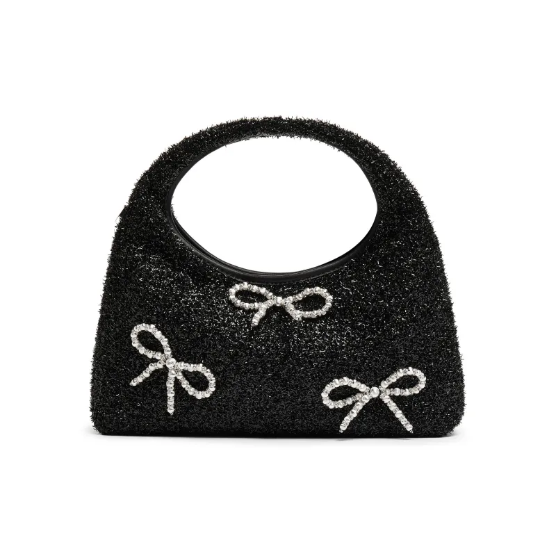 Staccato Fabric Handbag Women's Chanel Inspired Black-0