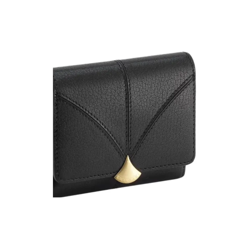 BVLGARI Sheepskin Wallet Women's Black-3