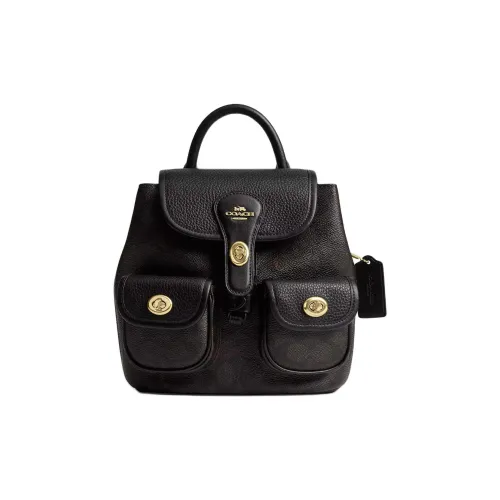 COACH Hadley Smooth Leather Backpack Medium Size Women's Walnut