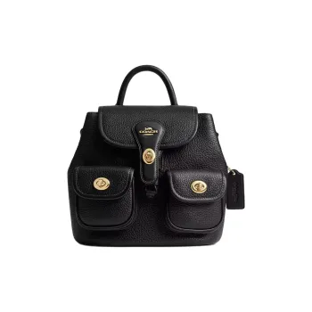 COACH Smooth Leather Backpack Medium Size Women's Black