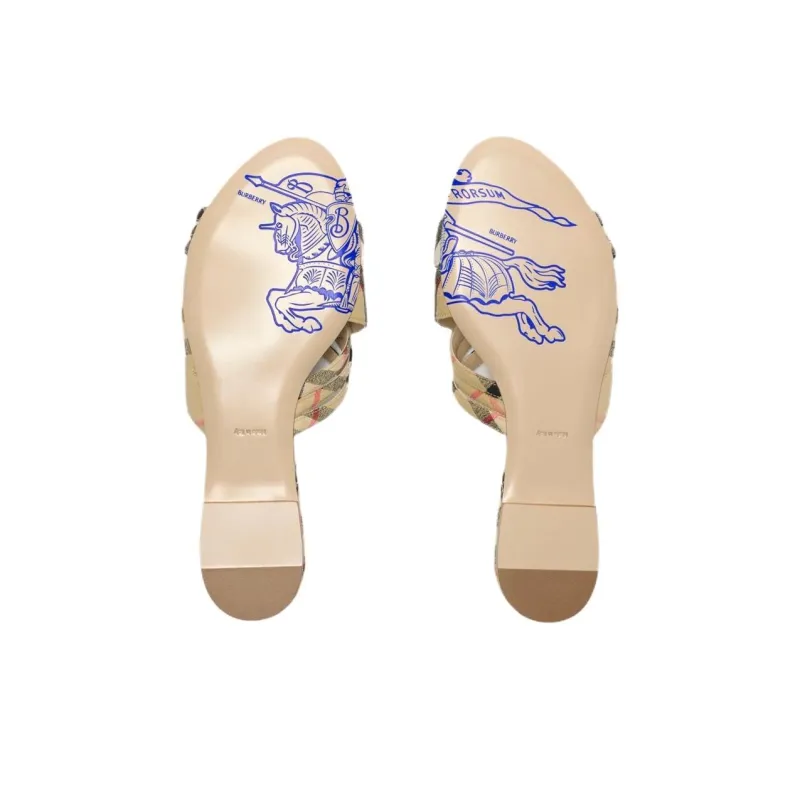 Burberry Slide Slippers Women's Beige-5