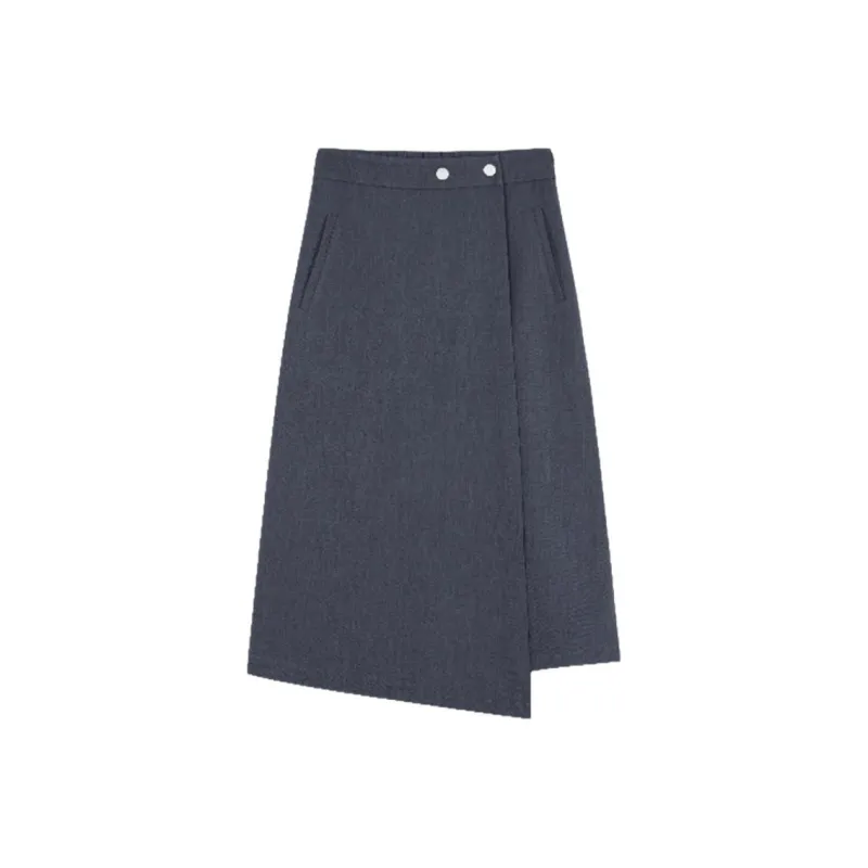 IHIMI Casual Long Skirt Women's Blue Gray-2