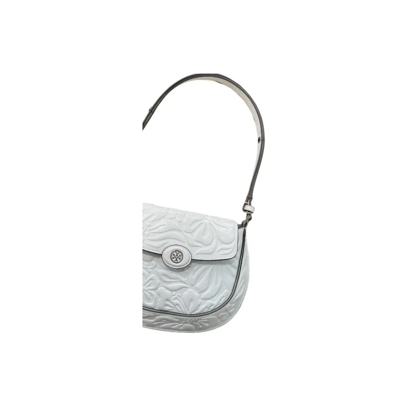 TORY BURCH Robinson Cow Leather Saddle Bag, Shoulder Bag Women's White-2