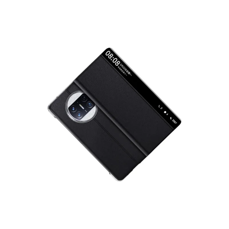 Usmile Vegan Leather Material Smart Window Phone Cases Compatible With Huawei Mate X3 Collection Business Formal-0