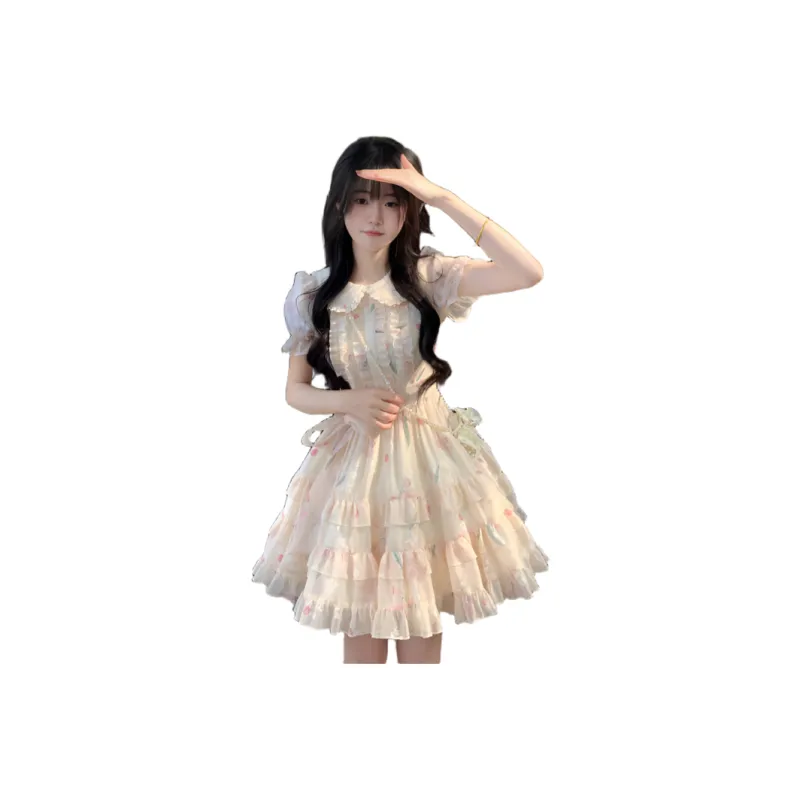 GUAILILUOLI Short Sleeved Dress Women's-2