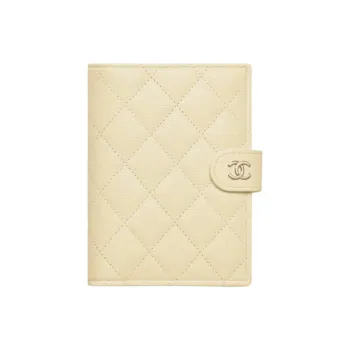 CHANEL Shiny Calfskin Passport Holder Unisex Yellow