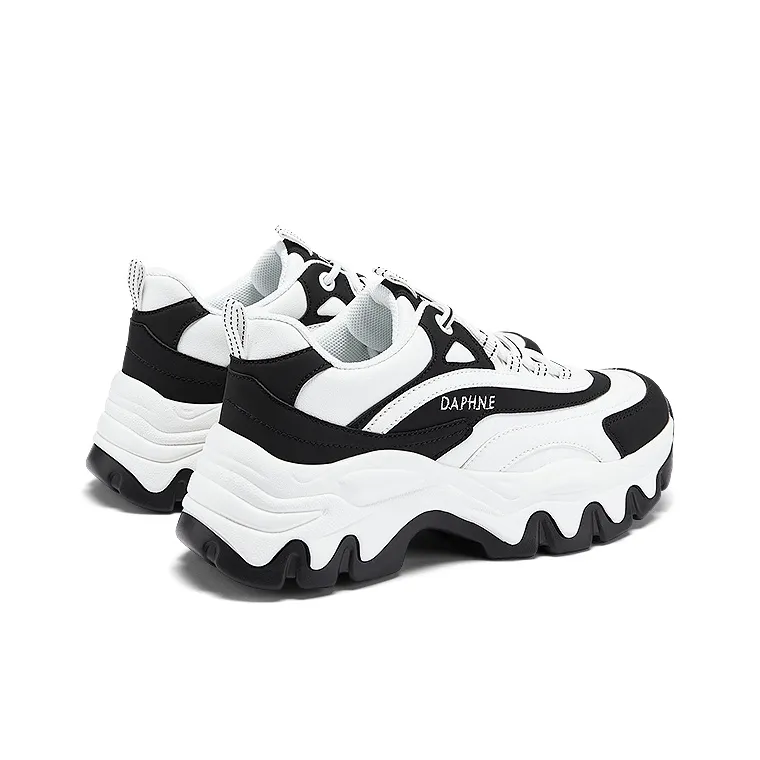DAPHNE Shock Absorbers With Slip Resistant Features Low Top Chunky Sneakers Women's Black White-3