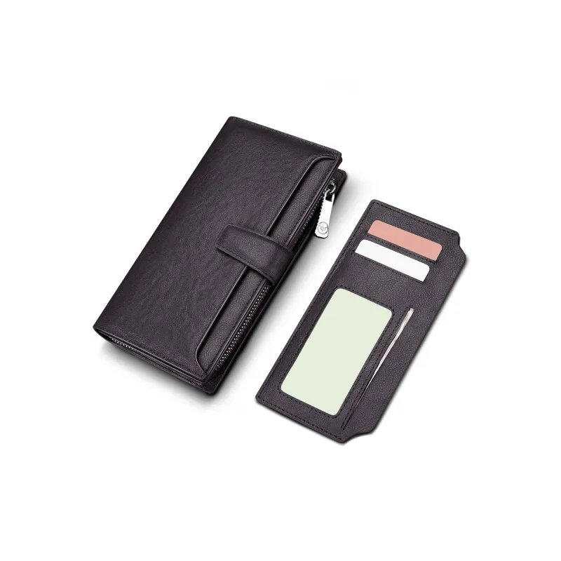 WilliamPOLO Cow Leather Wallet Men's Black/Coffee-11