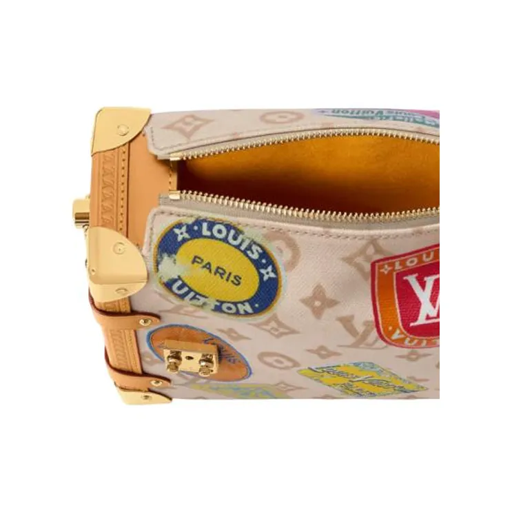 LOUIS VUITTON Trunk Coated Canvas Soft Box Portable Crossbody Bag, Shoulder Bag Women's Beige-4