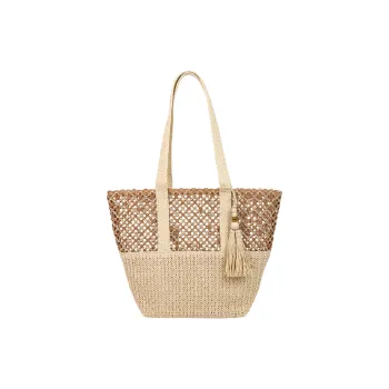 Ceion Keust Knitted Fabric Shoulder Bag Women's Beige/Khaki