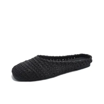 AJPAP Rubber Sole Woven Closed Toe Slippers Women's