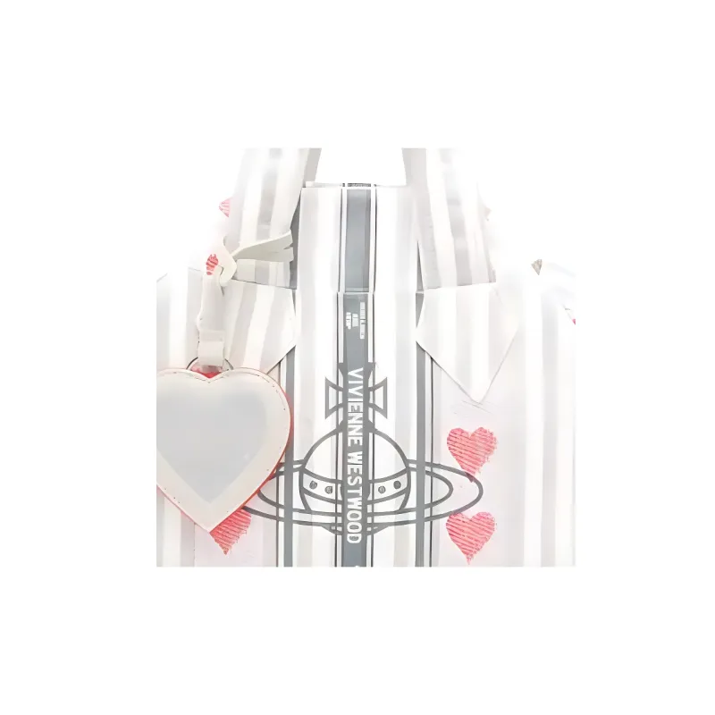 Vivienne Westwood Archive Metal Piece Tote Bag, Shopping Bag, Handbag Medium Size Women's White-1