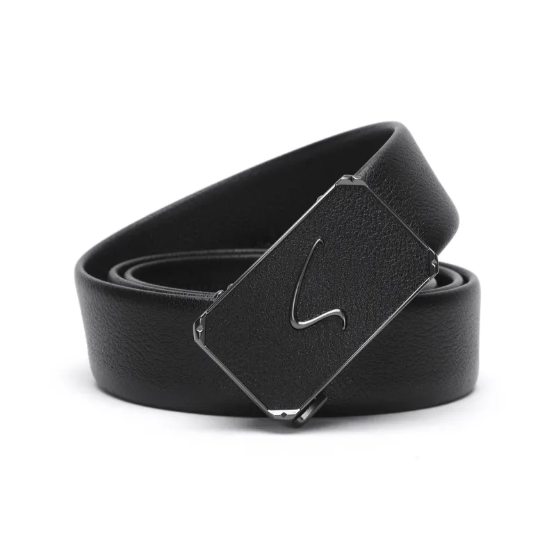 Satchi Cow Leather Belt Men's Black Width 35.5mm-0