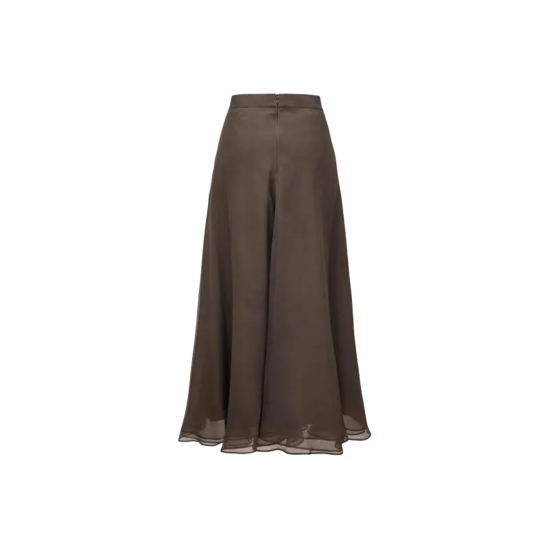 Brunello Cucinelli Casual Long Skirt Women's Dark Brown-1