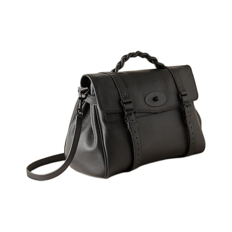 Mulberry Alexa Cow Leather Shoulder Bag, Crossbody Bag, Handbag Extra Large Women's Black-1