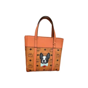 MCM Toni Visetos Calfskin Tote Bag, Shopping Bag, Shoulder Bag, Handbag Mini Women's Brown