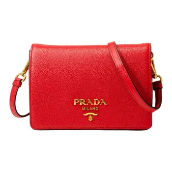 PRADA Calfskin Crossbody Bag Women's Red