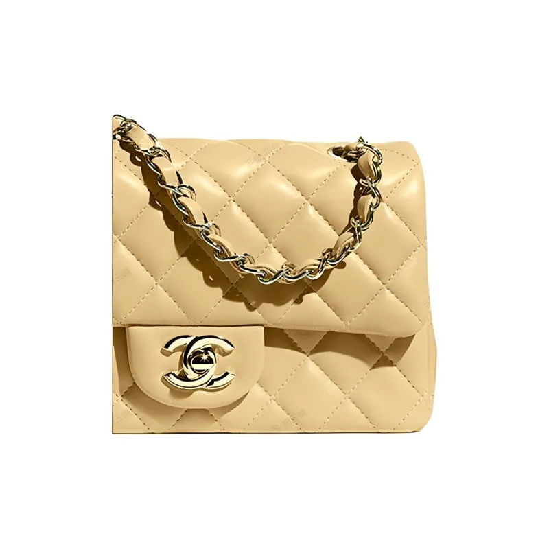 CHANEL 22c Early Spring Sheepskin Shoulder Bag, Crossbody Bag Women's Beige Milk Tea-2