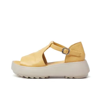 OULISASI One Strap Sandals Women's Yellow