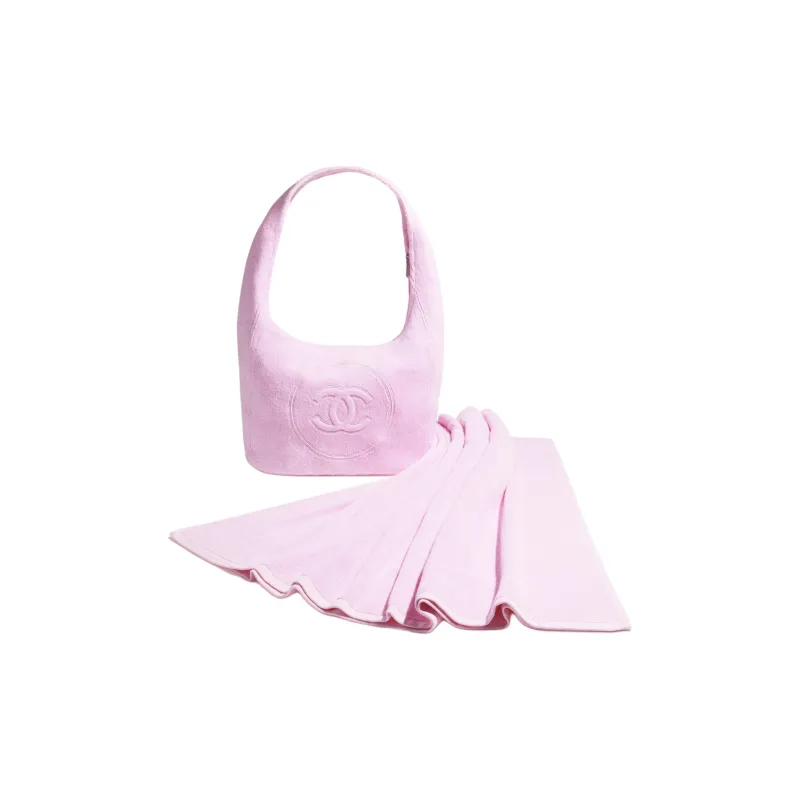 CHANEL Coco Cotton Beach Bag Handbag Women's Pink-2
