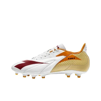 Diadora FG Firm Ground Anti Slip Wear Resistant Soccer Shoes Men's White Gold