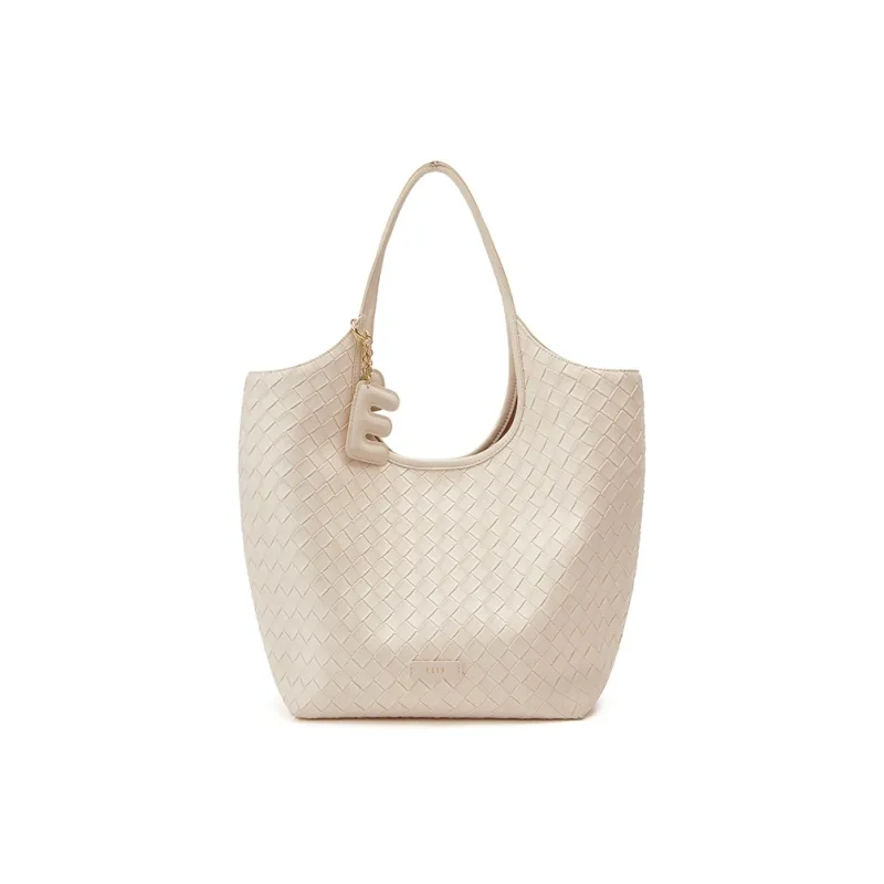 ELLE Synthetic Leather Handbag, Shoulder Bag Women's White/Black-0