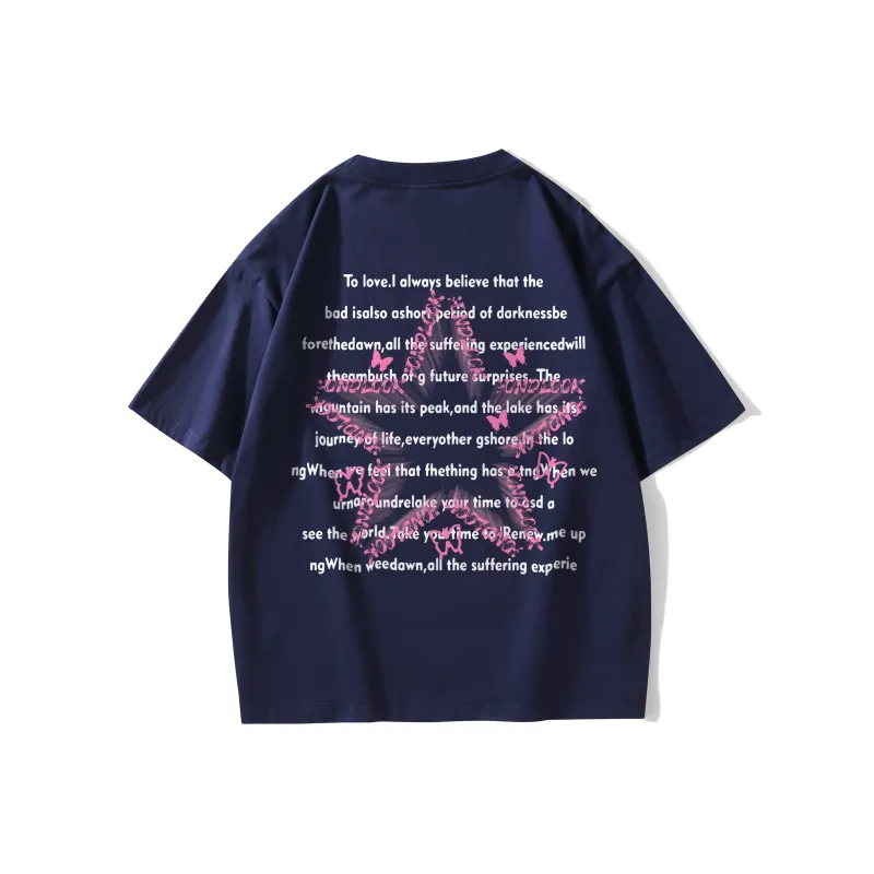 FONDLOOK T-Shirts Unisex Navy Blue-0