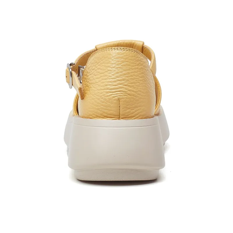 OULISASI One Strap Sandals Women's Yellow-3