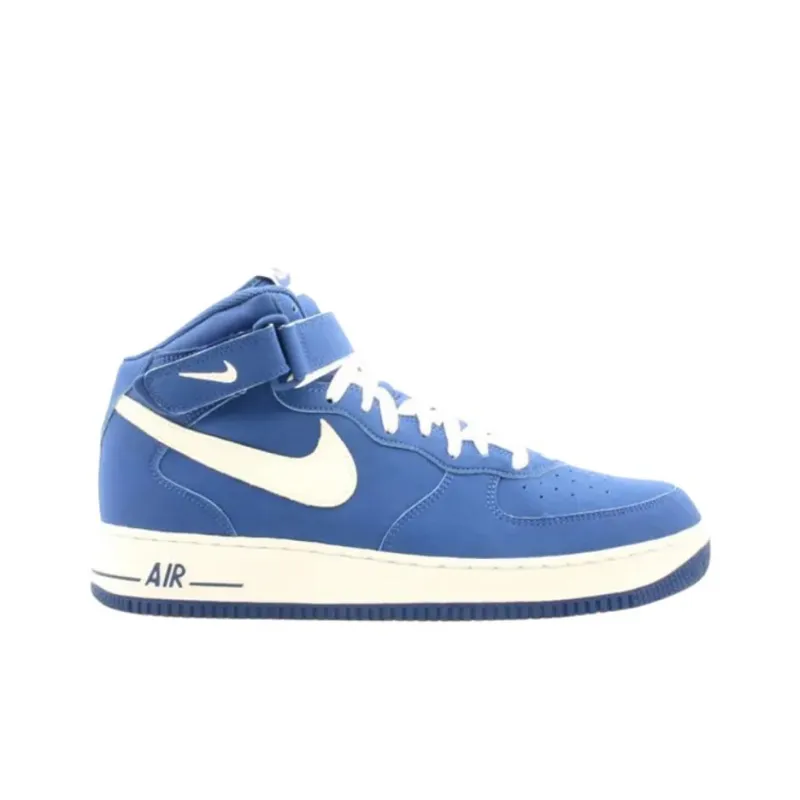 Nike Air Force 1 Anti Slip Wear Resistant Mid Top Skateboard Shoes Men's Blue-1
